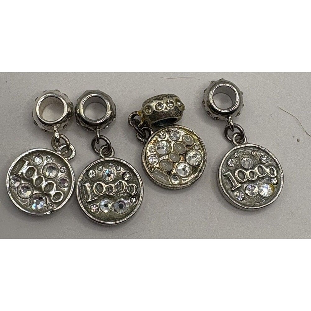 Scentsy 1000 Milestone Charm Beads Lot of 4 Silver Tone Rhinestone